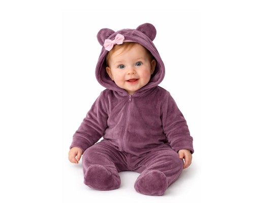 Комбінезон на новонародженних велюровий для дівчинки (22) 62-68 Комбінезон на новонародженних велюровий для дівчинки (22) 62-68