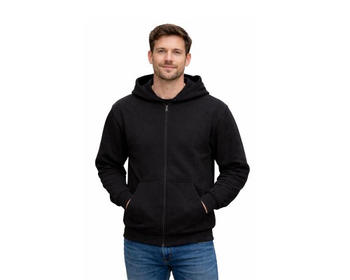 Чоловіча кофта на блискавці (худі) з двонитки, чорна XL Чоловіча кофта на блискавці (худі) з двонитки, чорна XL